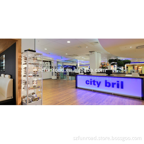 Wooden Shop Cash Counter Reception Desk Design For Optical Retail Store